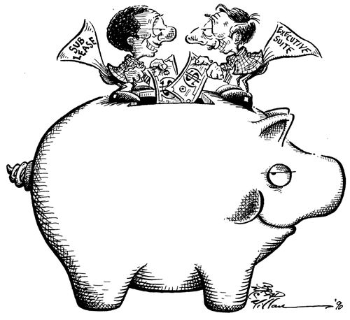 'Sub lease' and 'Executive suite' putting money into a smug piggy bank