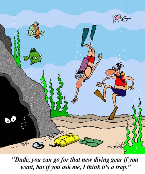 'Dude, you can go for that new diving gear if you want, but if you ask me, I think it's a trap.'