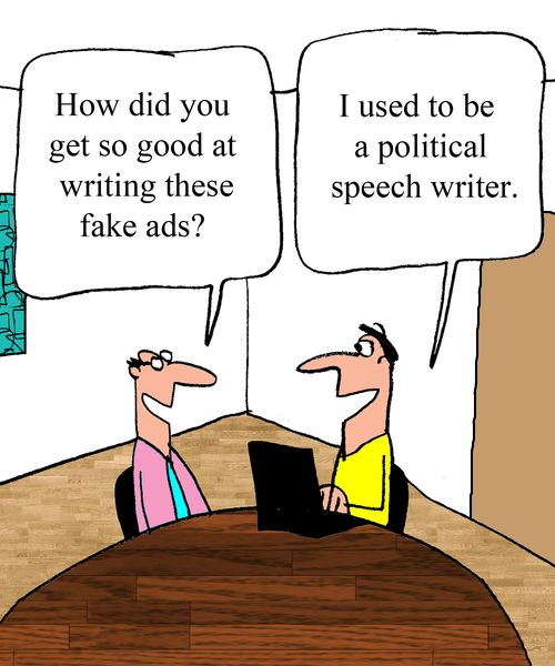 "How did you get so good at writing these fake ads?"