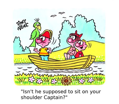 'Isn't he supposed to sit on your shoulder Captain?'