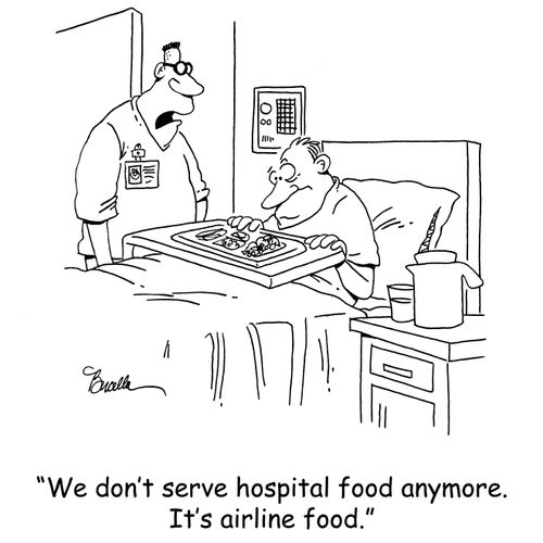 'We don't serve hospital food anymore. It's airline food.'
