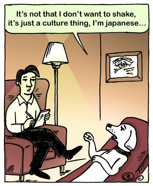 'it's not that I don't want to shake, it's just a culture thing, I'm japanese...'