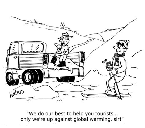 'We do our best to help you tourists...only we're up against global warming,sir!'