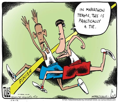 'In marathon terms, this is practically a tie.'
