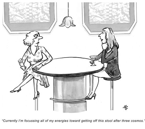 'Currently I'm focussing all of my energies towards getting off this stool after three cosmos.'