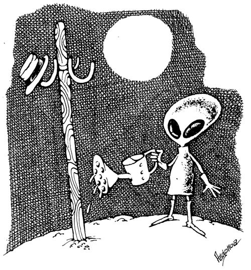 Alien watering hat stand