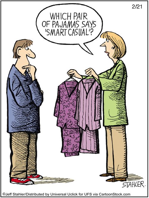 'Which pair of pajamas says 'smart casual'?'