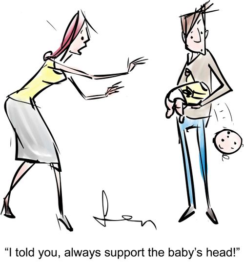 "I told you, always support the baby's head!"