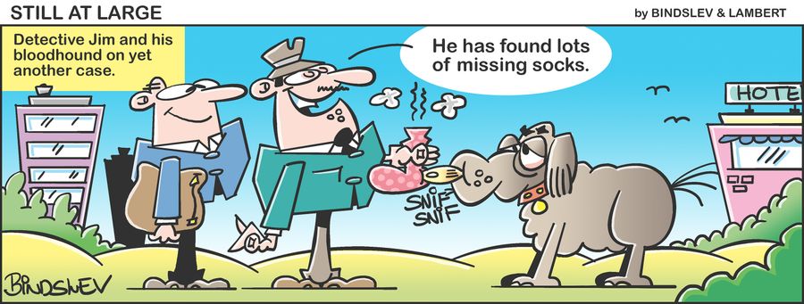 Detective Jim and his bloodhound on yet another case.