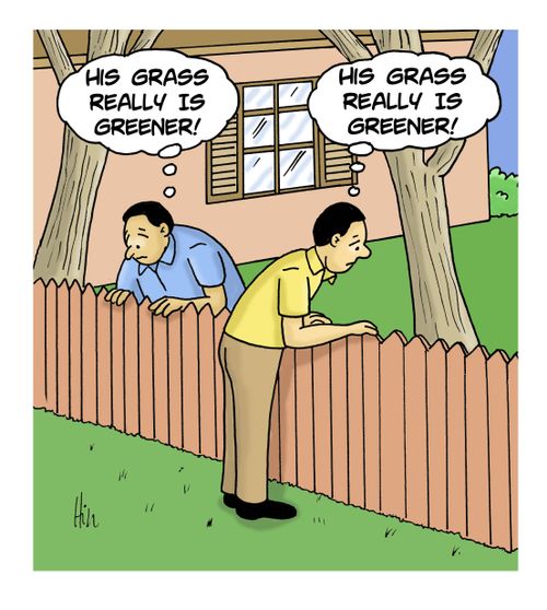 "His grass really is greener!"