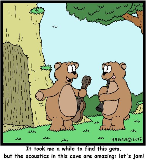'It took me a while to find this gem, but the acoustics in this cave are amazing: let's jam!'