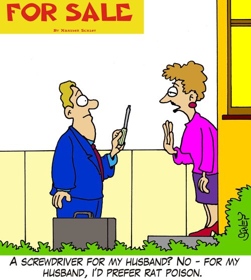 'A screwdriver for my husband? No - for my husband, I'd prefer rat poison.'