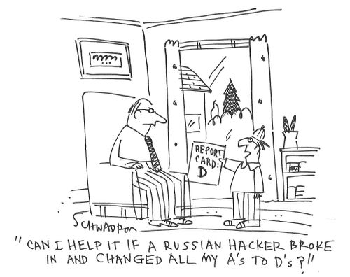 "Can I help it if a Russian hacker broke in and changed all my A's to D's?"