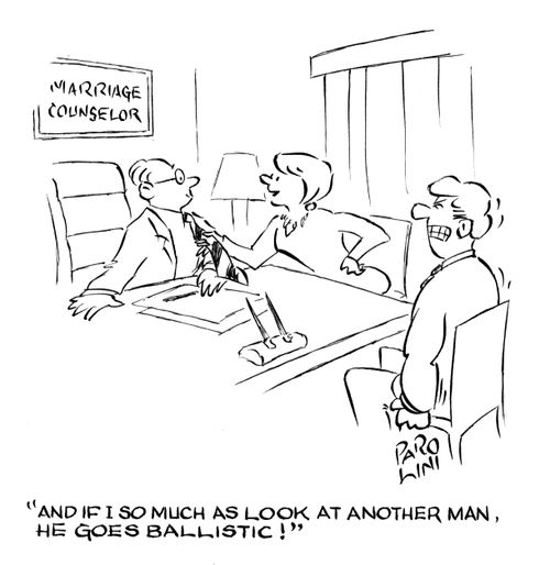 'And if I so much as look at another man, he goes ballistic!'