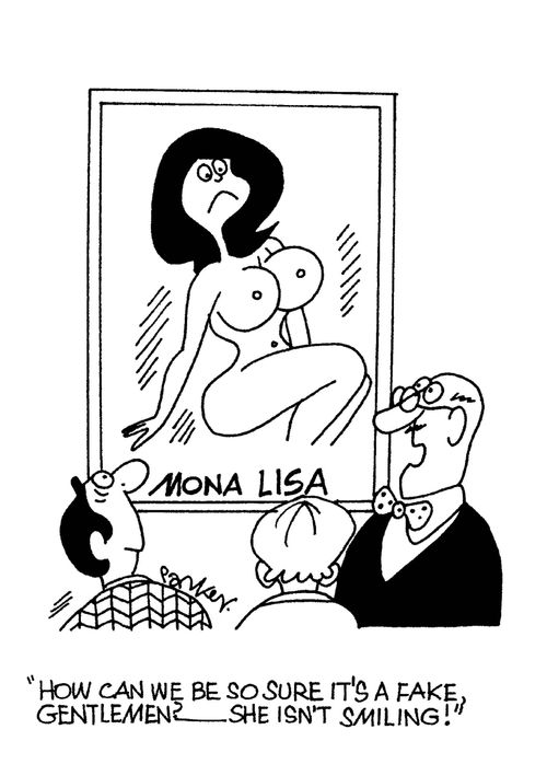 'How can we be so sure it's a fake, gentlemen - she isn't smiling!'