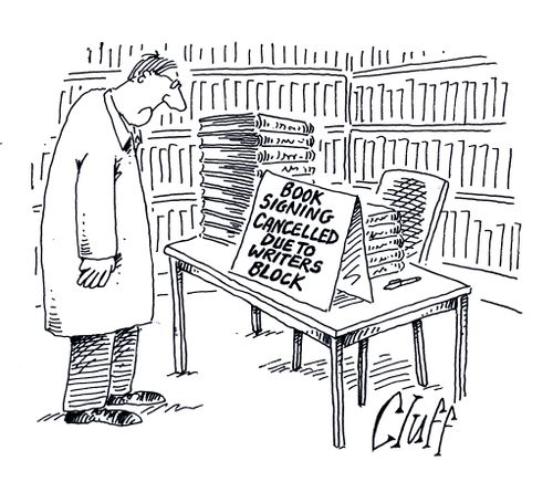 Book signing cancelled due to writers block.