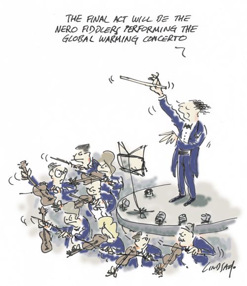 "The final act will be the Nero Fiddlers performing the Global Warming Concerto." 