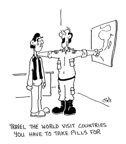 Army recruitment "Travel the world visit countries you have to take pills for"