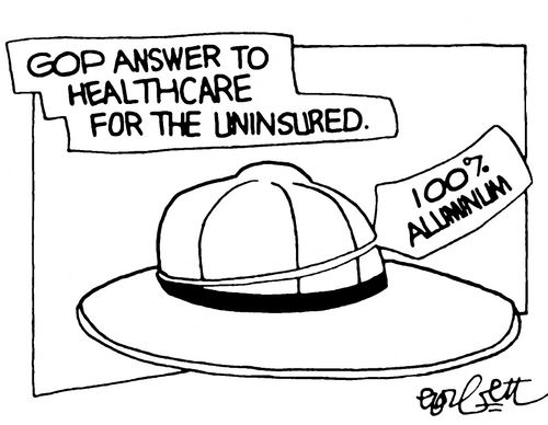 GOP answer to healthcare for the uninsured: a hard hat.