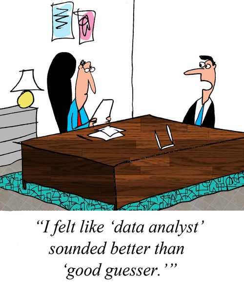 "I felt like 'data analyst' sounded better than 'good guesser'."