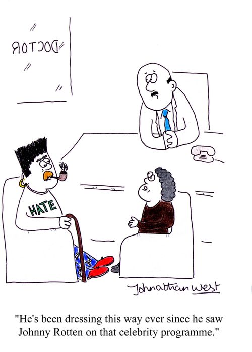 'He's been dressing this way ever since he saw Johnny Rotten on that celebrity programme.'