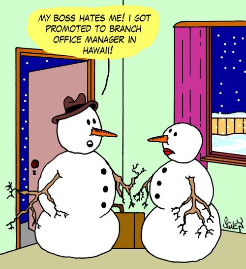 'My boss hates me! I got promoted to branch office manager in Hawaii!'