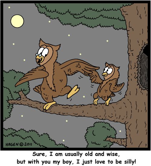 'Sure, I am usually old and wise, but with you my boy, I just love to be silly!'