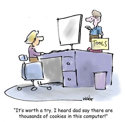 'It's worth a try. I heard dad say there are thousands of cookies in this computer!'