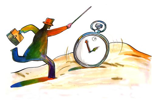 Man running after a watch.