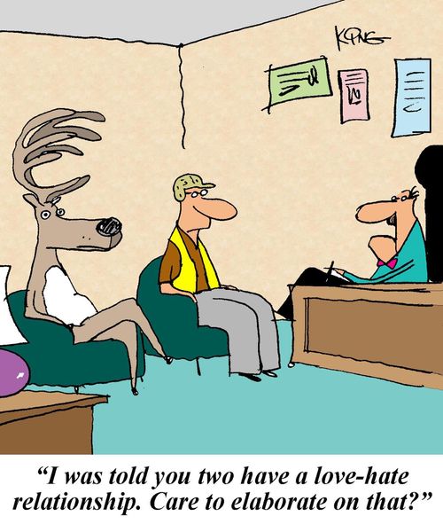 'I was told you two have a love-hate relationship. Care to elaborate on that?'