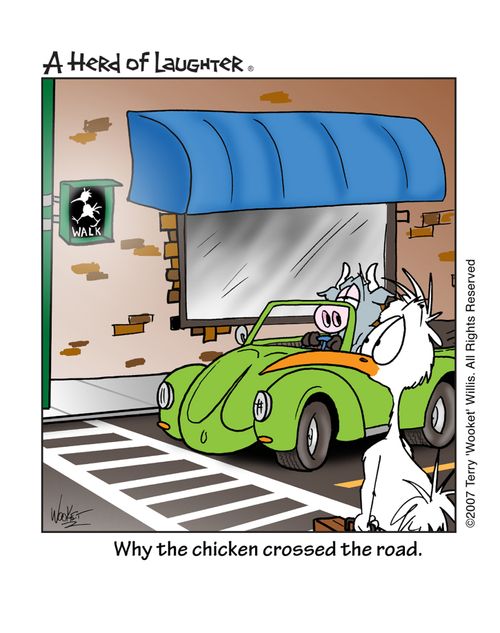 Why the chicken crossed the road.