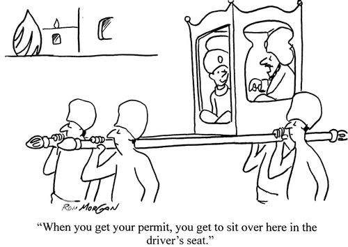 'When you get your permit, you get to sit over here in the driver's seat.'