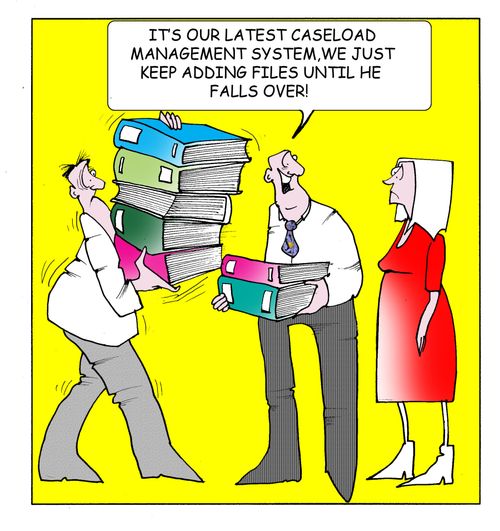 It's our latest caseload management system, we just keep on adding files until he falls over.