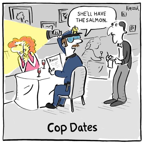 'She'll have the salmon.' 