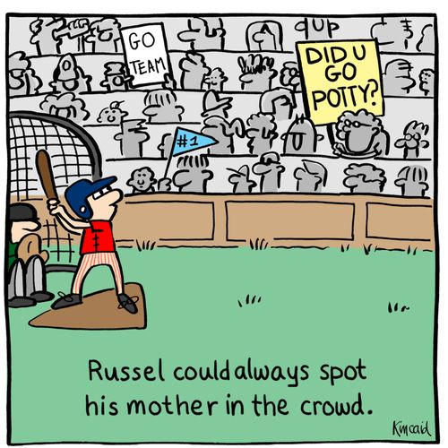 Russel could always spot his mother in the crowd.