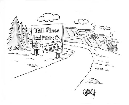 Sign on lead mining company billboard: 'We support the N.R.A.'