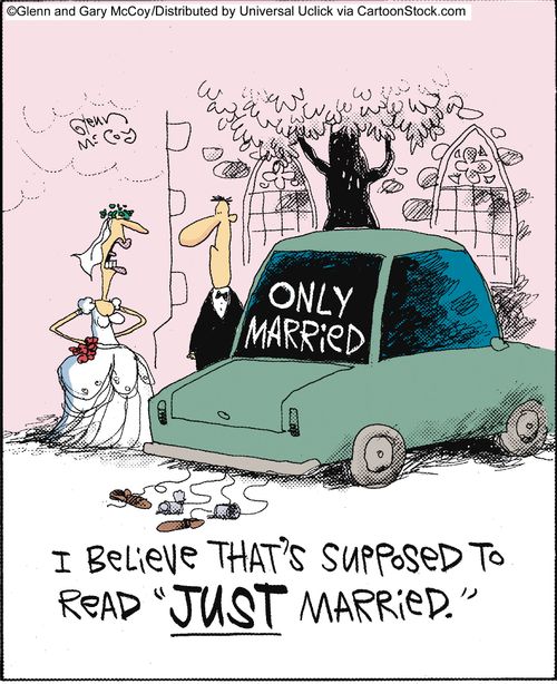 'I believe that's supposed to read 'Just Married'.'