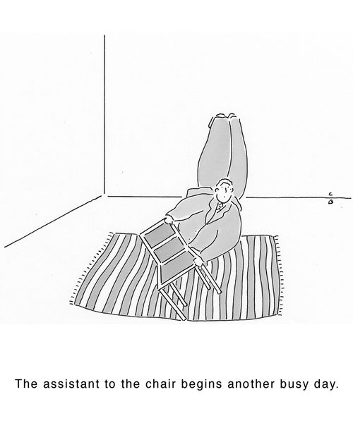 The assistant to the chair begins another busy day.