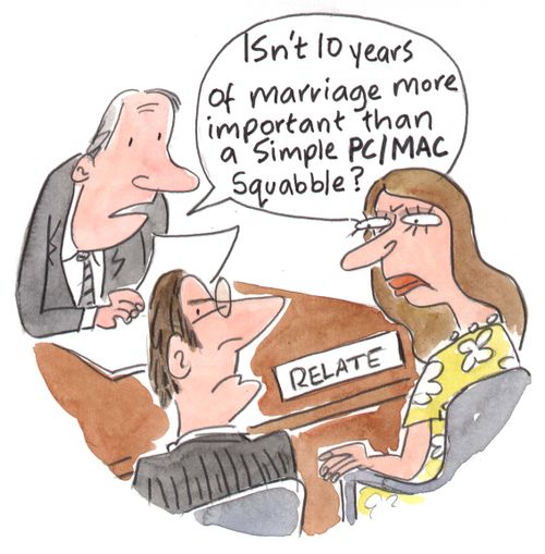 "Isn't 10 years of marriage more important than a simple PC/MAC squabble?'
