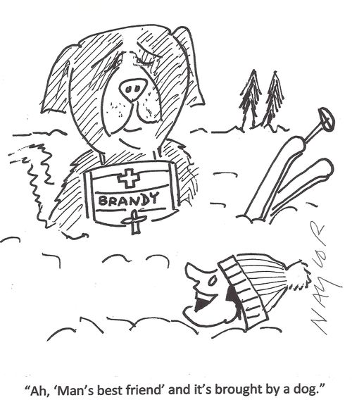 'Ah, 'man's best friend' and it's brought by a dog.'
