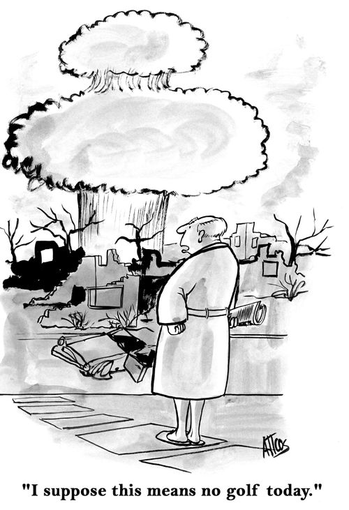 'I suppose this means no golf today.'