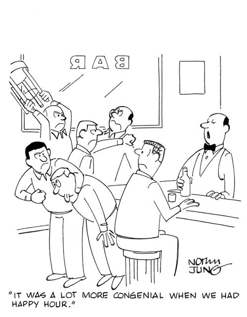 'It was a lot more congenial when we had happy hour.'