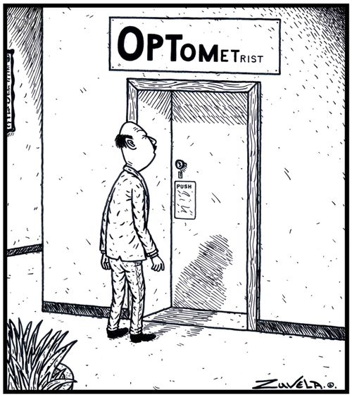 An Optometrist's sign in the form of an Eye-test chart.