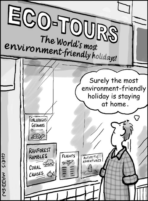 'Surely the most environment-friendly holiday is staying at home.'