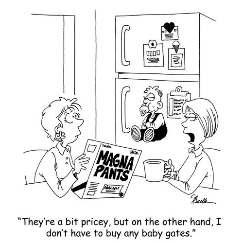 'They're a bit pricey, but on the other hand, I don't have to buy any baby gates.'