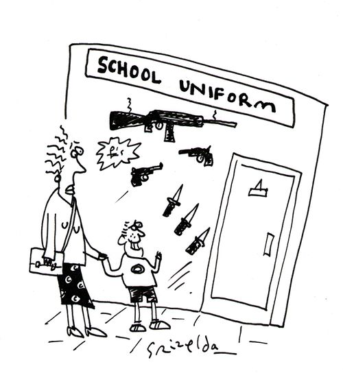 School Uniform shop full of guns and knives