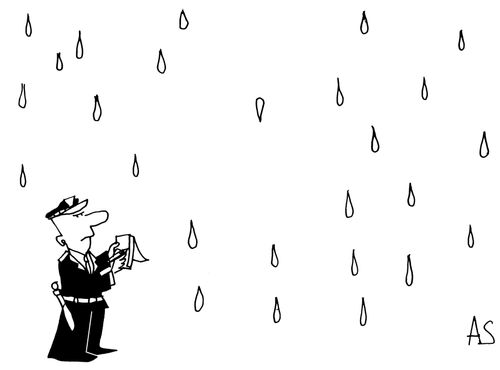 Policeman Fining the the Rain