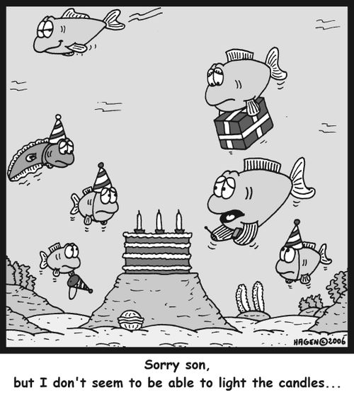'Sorry son, but I don't seem to be able to light the candles...'