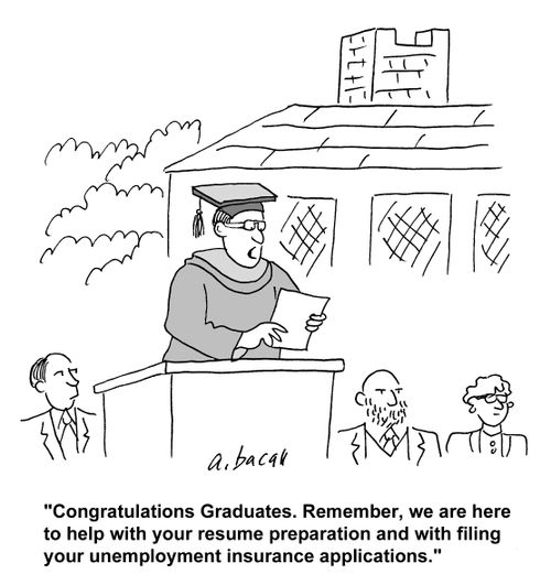 'Congratulations graduates. We are here to help with your resume preparation and unemployment insurance applications.'
