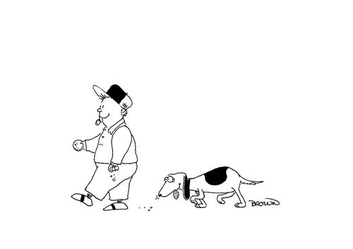 Dog following toddler dropping cookie crumbs